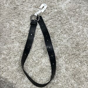 Black Leather Belt with Buckle